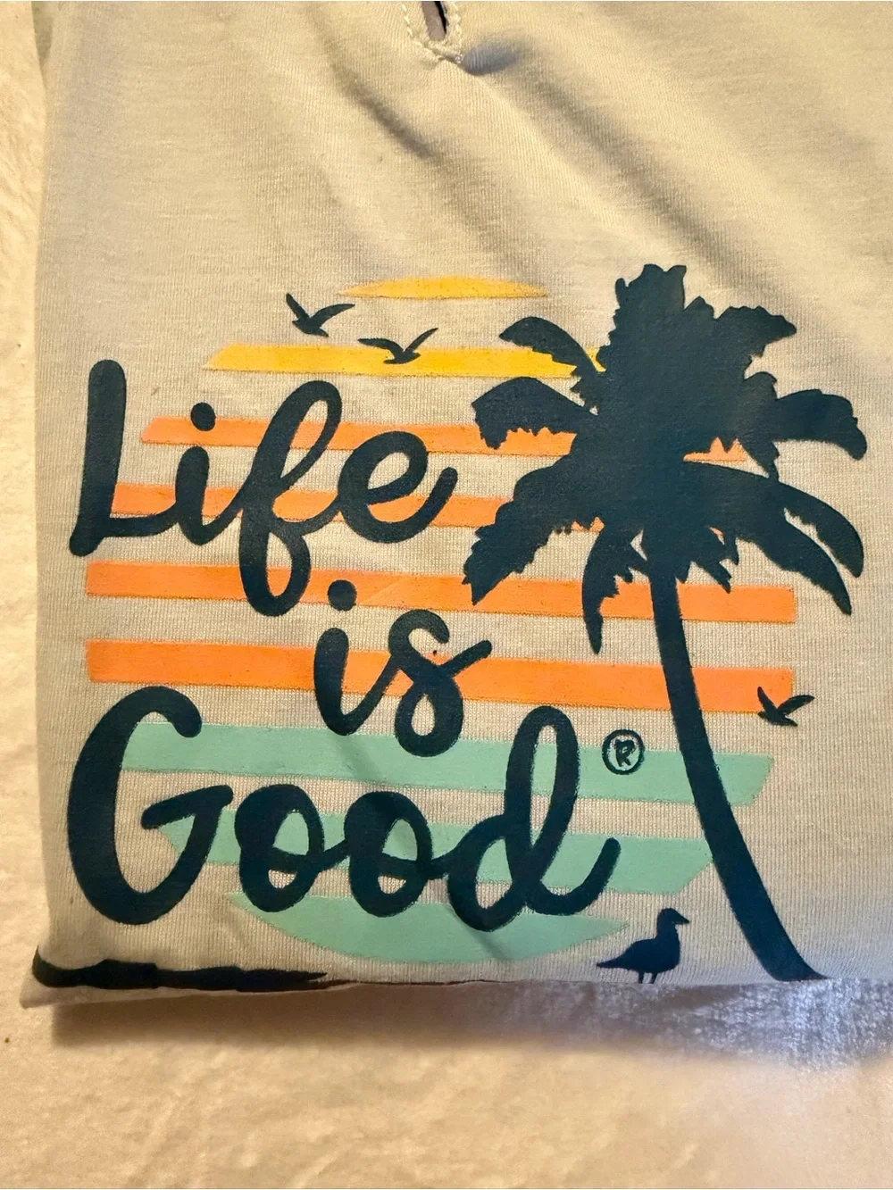 Life is Good Pet Dress in Light Sage with Navy Graphic Size Medium NEW